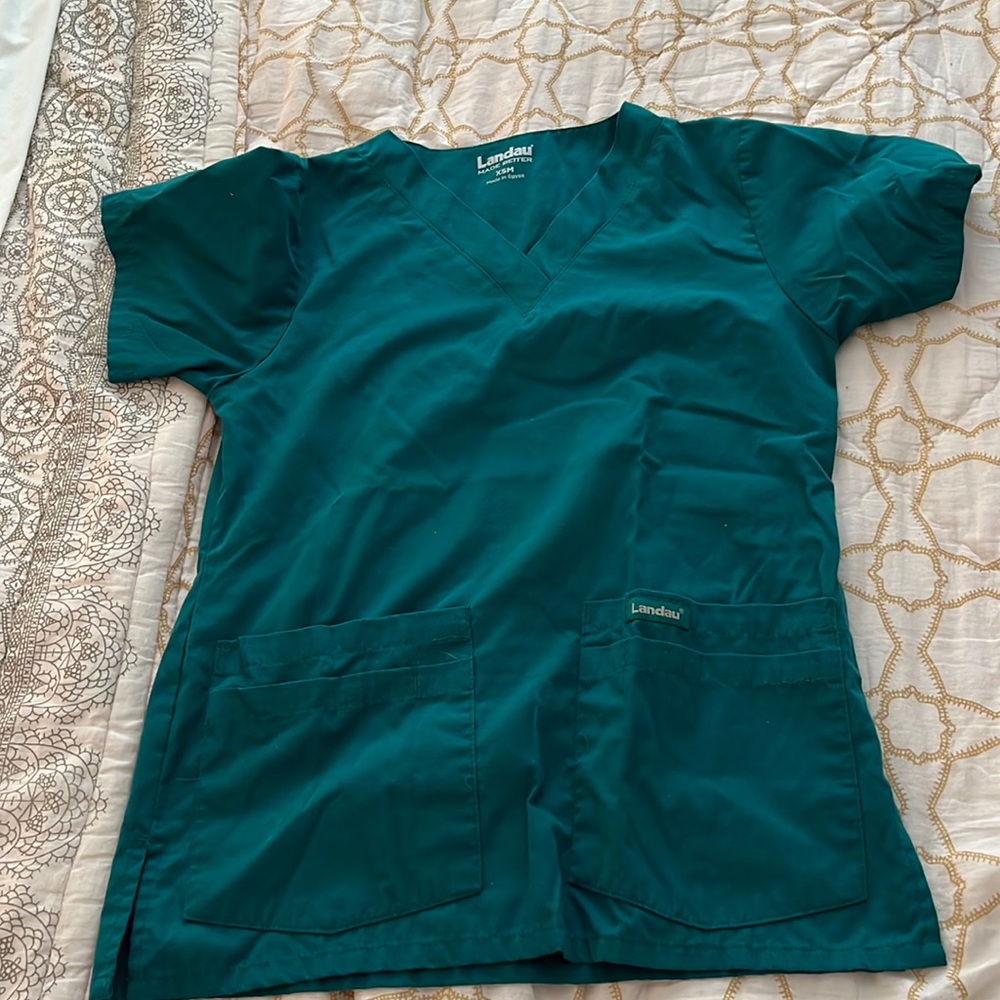 Landau Hunter Green Scrub Top